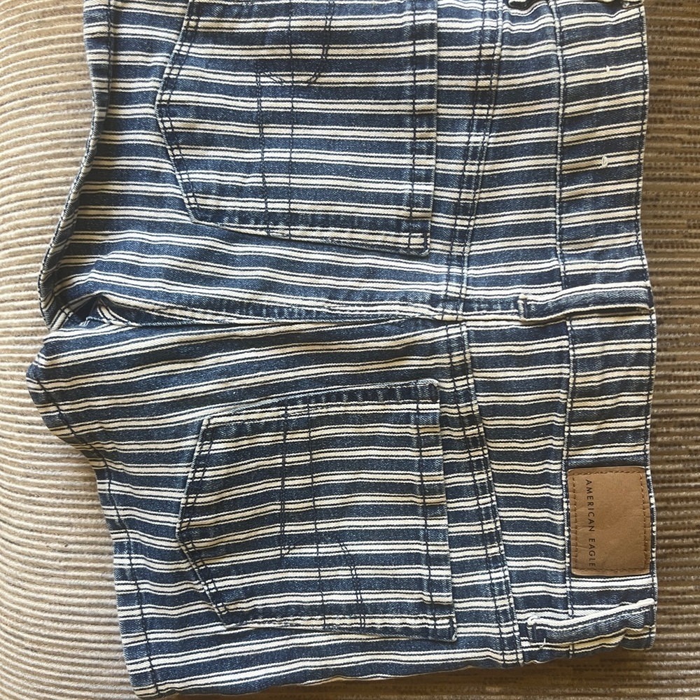 American Eagle Outfitters Blue and White Striped Shorts